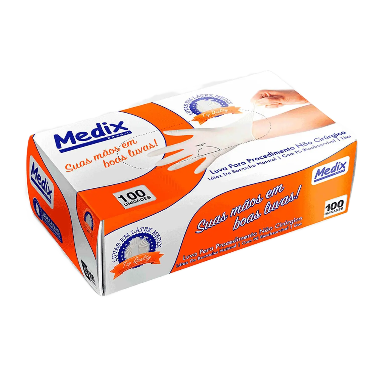 Luva Latex Tam M Medix 100 Un