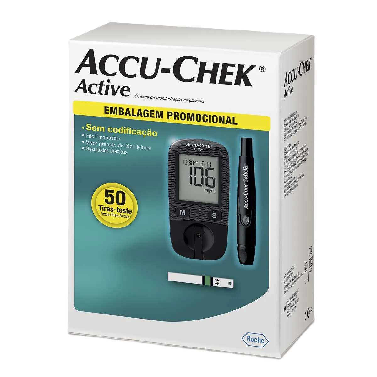 Kit Accu Chek Active Medidor De Glicemia + 50 Tiras