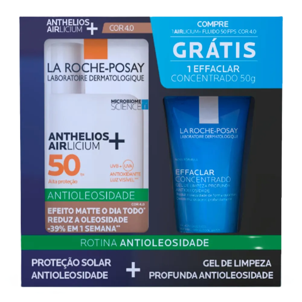 Kit Anthelios Airlicium+ Fps 50 Cor 4.0 40 G + Gel Limp Fac Effaclar Concent 50 G