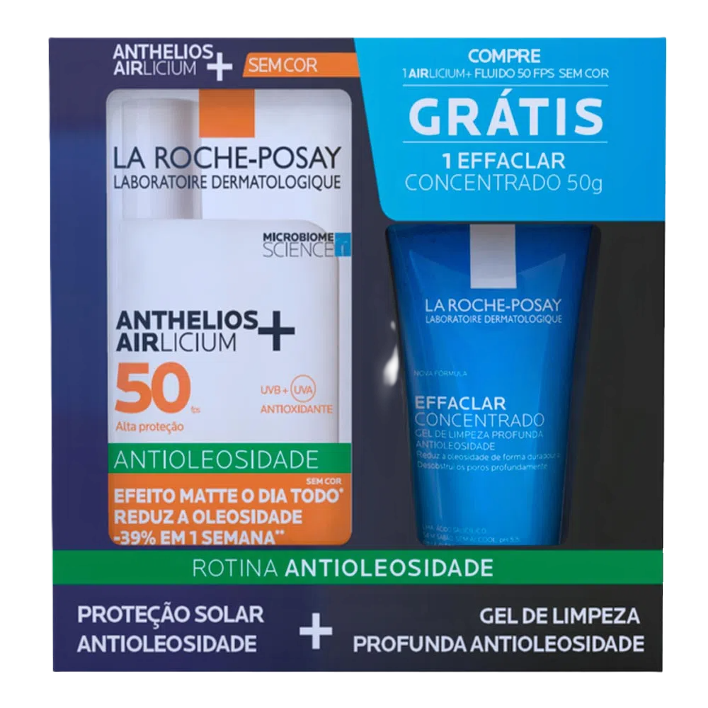 Kit Anthelios Airlicium+ Fps 50 Sem Cor 40 G + Gel Limp Fac Effaclar Concent 50 G