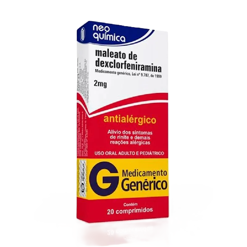 Maleato De Dexclorfeniramina 2 Mg Com 20 Comprimidos