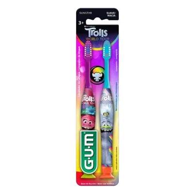 Escova De Dente Gum Trolls +3 Anos 2 Un