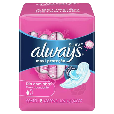 Absorvente Always Pink Cobertura Suave C/Abas 8 Un