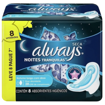 Absorvente Always Noites Tranquilas Seca C/A L8 P7