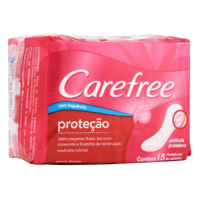 Absorvente Diário Carefree Proteção Sem Perfume Com 15 Unidades