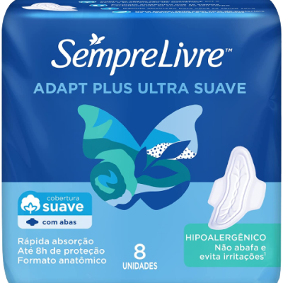 Absorvente Sempre Livre Adapt Com Abas Com 8 Unidades