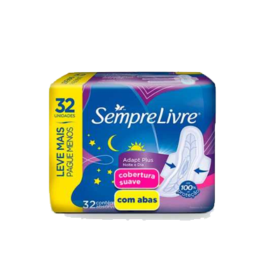 Absorvente Sempre Livre Max Noturno Suave Com Abas Leve 32 Pague 24