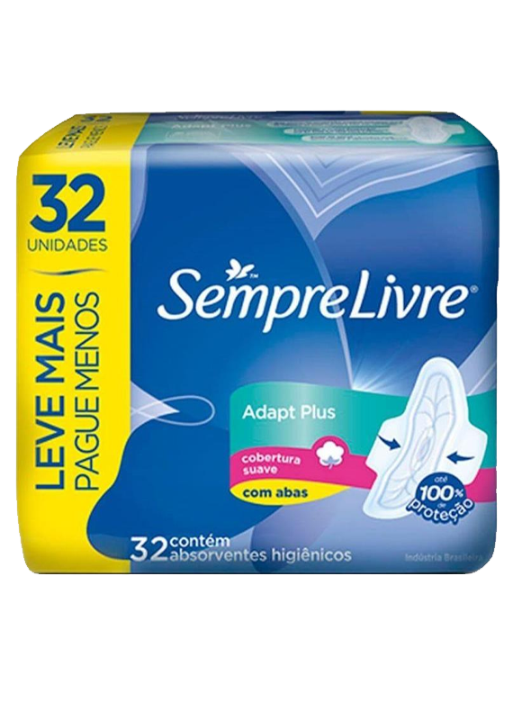 Absorvente Sempre Livre Adapt Seca Com Abas 32 Unidades