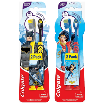 Escova Dental Colgate Smiles Batman/Mulher Maravilha 6+ 2 Un