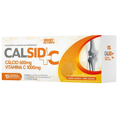 Calsid 600 Mg + Vitamina C 1000 Mg 10 Comprimidos Efervecentes Sidney Oliveira
