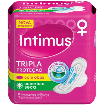 Absorvente Intimus Gel Tripla Proteção C/A Seca 8 Unidades