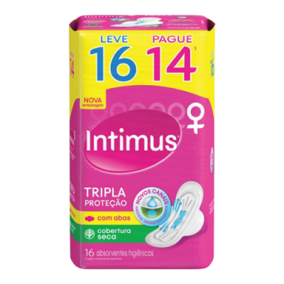 Absorvente Intimus Gel Tripla Proteção Seca Com 16 Unidades