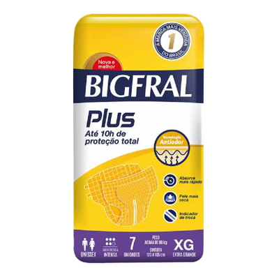Fralda Bigfral Plus Xg 7 Tiras Acima 80 Kg (Fp)