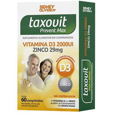 Taxovit Prevent Max   Vitamina D3 2000 Ui + Zinco 29 Mg S.O. 60 Comprimidos