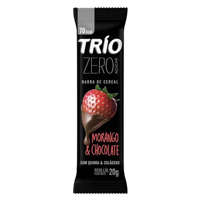 Barra Trio Morango Com Chocolate Zero 20 G